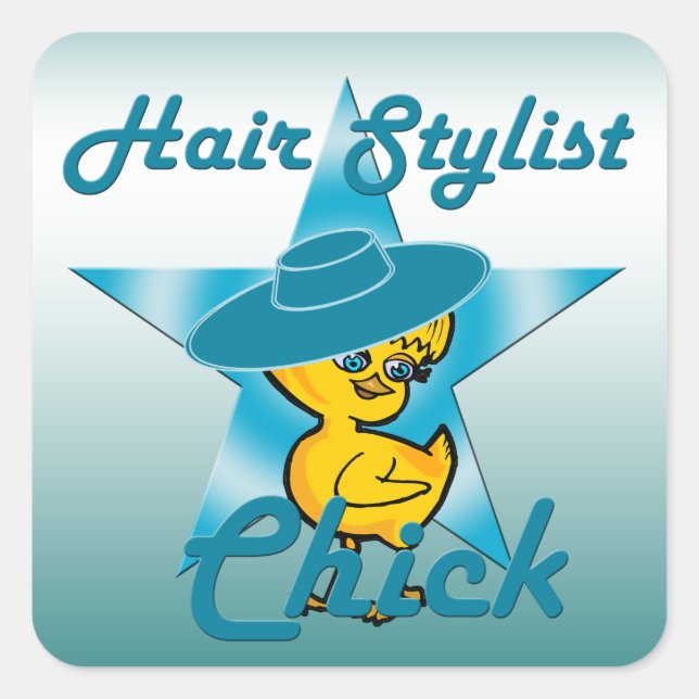 Pegatina Cuadrada Hair Stylist Chick #7 (Anverso)