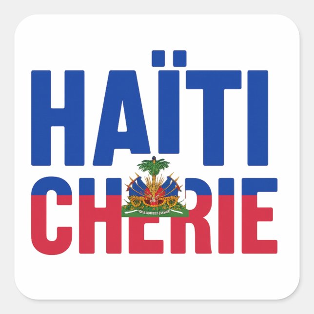 Pegatina Cuadrada Haïti Chérie - Drapeau haïtien (Anverso)