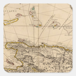 Pegatina Cuadrada Haití, India Occidental, República Dominicana