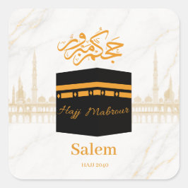 Pegatina Cuadrada hajj mabrour,حج مبرور