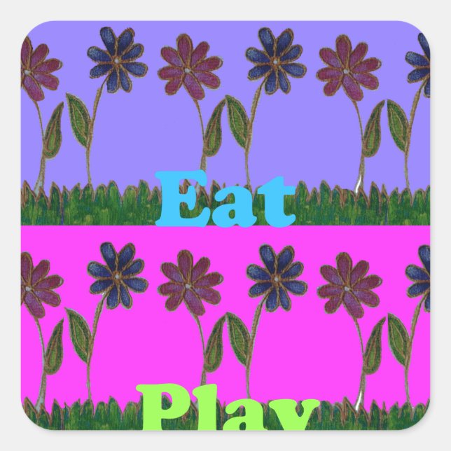 Pegatina Cuadrada Hakuna Matata ama el juego de comer. png (Anverso)