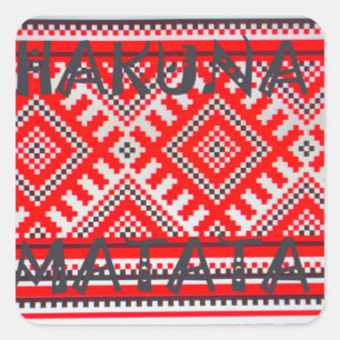 Pegatina Cuadrada Hakuna Matata - Colección de arte swahili sin preo
