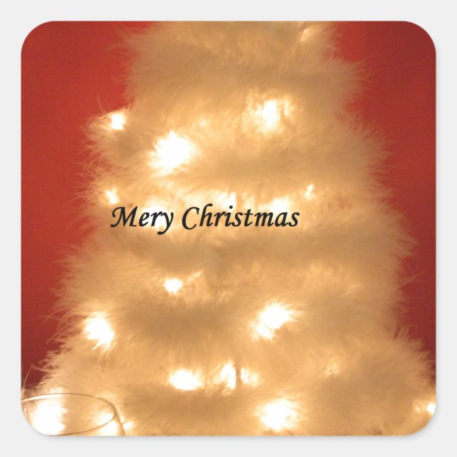 Pegatina Cuadrada Hakuna Matata Feliz Navidad blanco (Anverso)