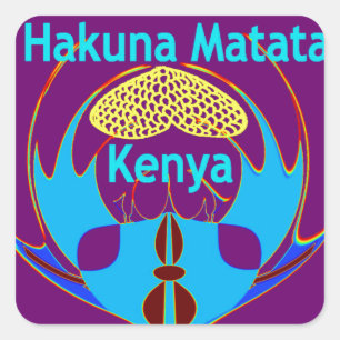 Pegatina Cuadrada "Hakuna Matata Kenya" Arte de mariposa Imprimir/Gr