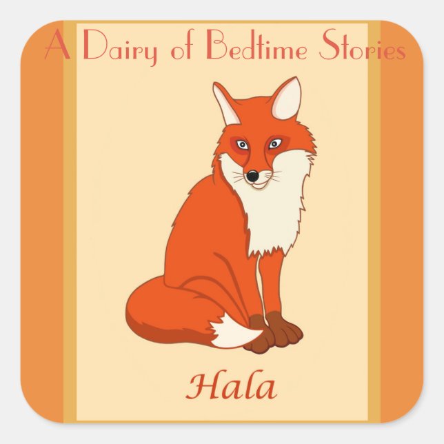 Pegatina Cuadrada Hala the Fox (Anverso)
