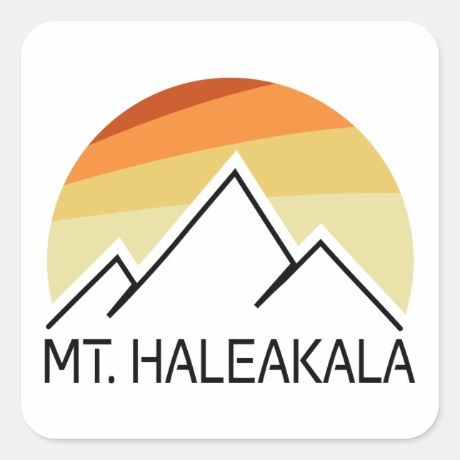 Pegatina Cuadrada Haleakala Retro (Anverso)