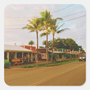 Pegatina Cuadrada Haleiwa Surfer Town