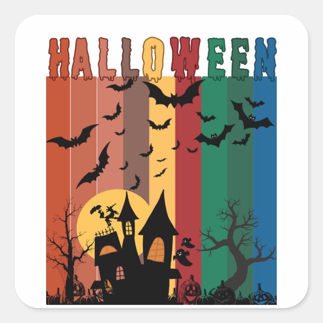 Pegatina Cuadrada Halloween (Anverso)