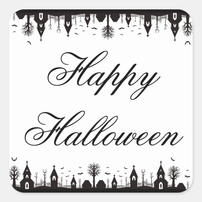 Pegatina Cuadrada Halloween (Anverso)