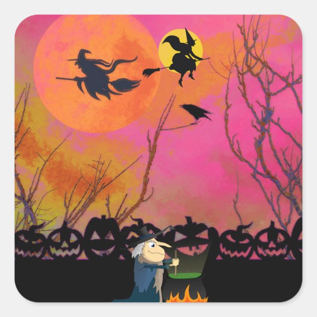 Pegatina Cuadrada Halloween (Anverso)