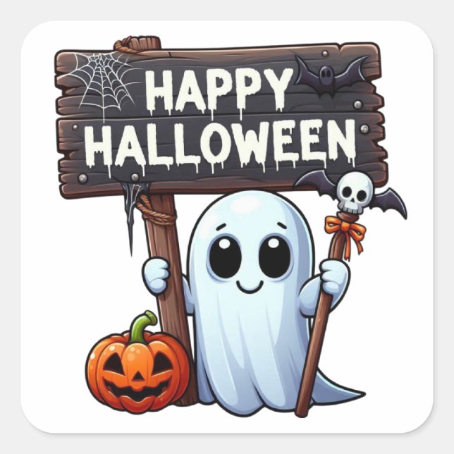 Pegatina Cuadrada Halloween (Anverso)