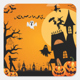 Pegatina Cuadrada Halloween