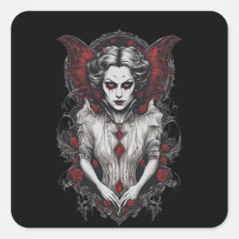 Pegatina Cuadrada Halloween 13 vampiros, monstruo aterrador,