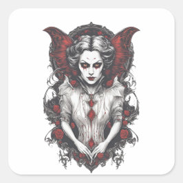 Pegatina Cuadrada Halloween 13 vampiros, monstruo aterrador,