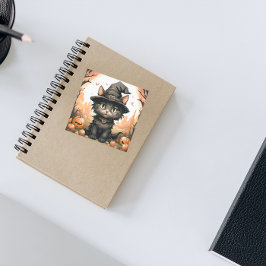 Pegatina Cuadrada Halloween Black cat