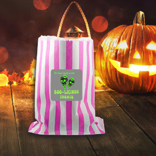 Pegatina Cuadrada Halloween Boo-licious trata las etiquetas Nombre p