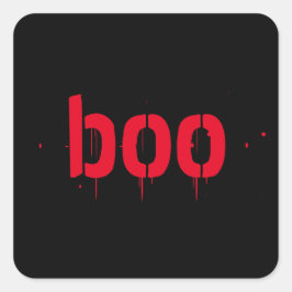 Pegatina Cuadrada Halloween boo rojo sangriento miedo negro