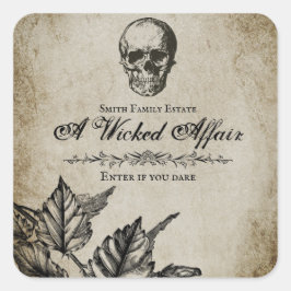Pegatina Cuadrada Halloween - Calavera vintage