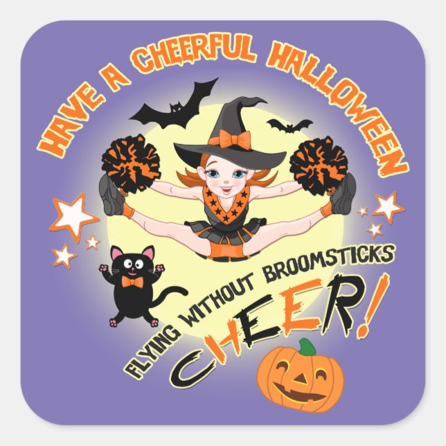 Pegatina Cuadrada Halloween Cheerader, Cheer (Anverso)