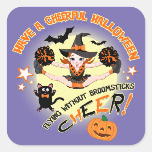 Pegatina Cuadrada Halloween Cheerader, Cheer