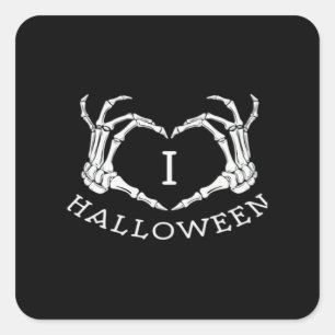 Pegatina Cuadrada Halloween! Classic - Skeleton Hands Heart