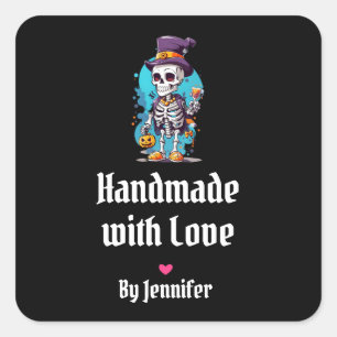 Pegatina Cuadrada Halloween con amor en Guay Skeleton