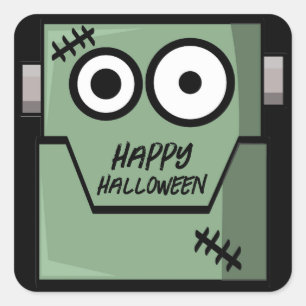 Pegatina Cuadrada Halloween con el monstruo del personalizado Franke