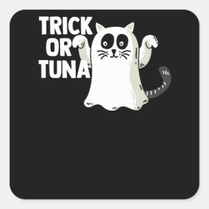 Pegatina Cuadrada Halloween con truco o atún