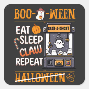 Pegatina Cuadrada Halloween Cuesta Comer Sleep Ghost Claw Retro