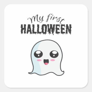 Pegatina Cuadrada Halloween Curte Boo La bebé recién nacida Hallowee