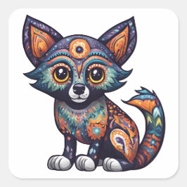 Pegatina Cuadrada Halloween Cute Fox