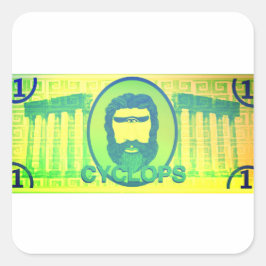 Pegatina Cuadrada Halloween Cyclops Dollar