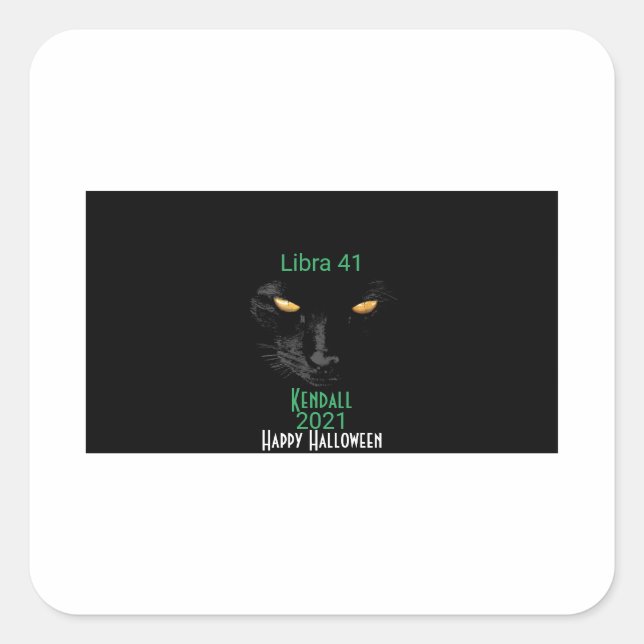 Pegatina Cuadrada Halloween de Black Cat Happy horizontal (Anverso)