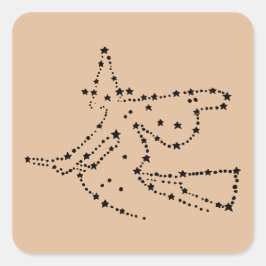 Pegatina Cuadrada Halloween de bruja negra y tan estelar