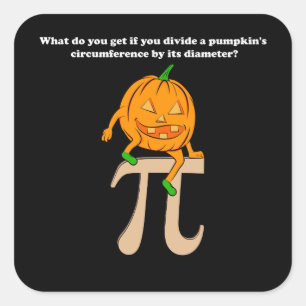 Pegatina Cuadrada Halloween de Calabaza Pi Math