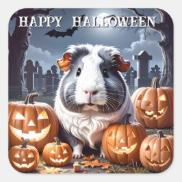 Pegatina Cuadrada Halloween de Cerdo de Guinea