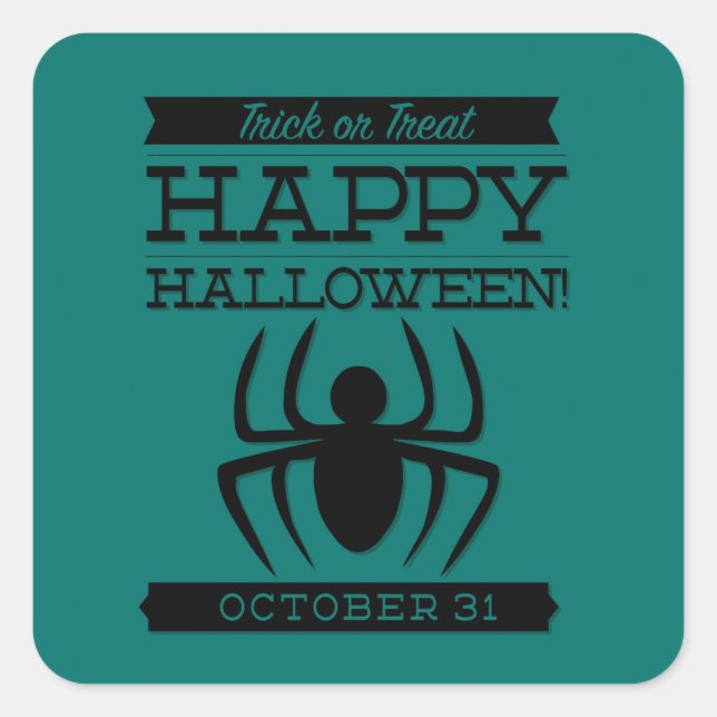 Pegatina Cuadrada Halloween de retro tipográfico (Anverso)
