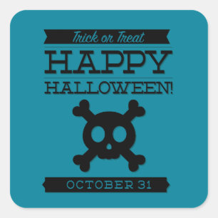 Pegatina Cuadrada Halloween de retro tipográfico