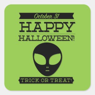 Pegatina Cuadrada Halloween de retro tipográfico