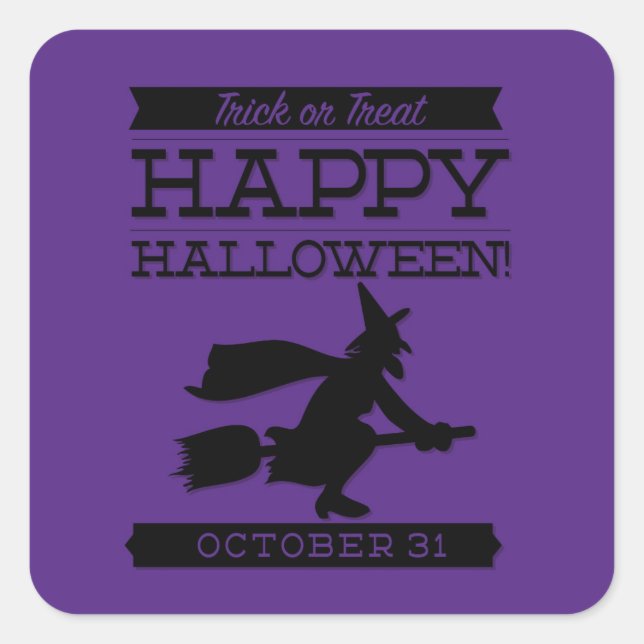 Pegatina Cuadrada Halloween de retro tipográfico (Anverso)