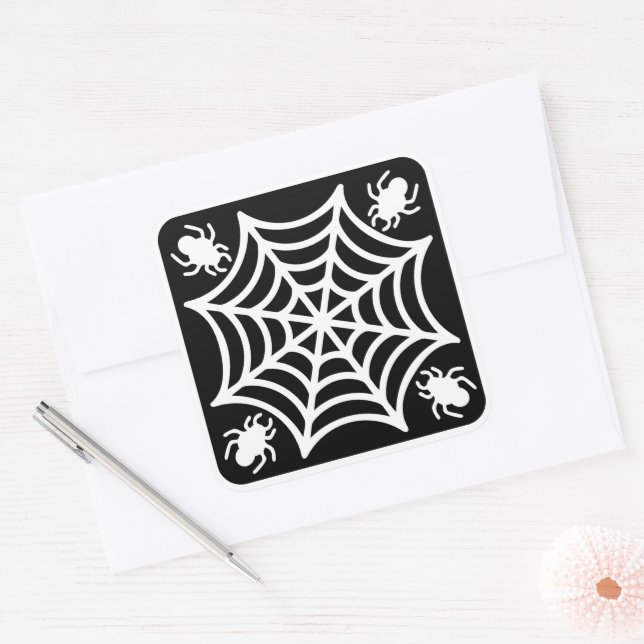 Pegatina Cuadrada Halloween de Spiderweb (Sobre)