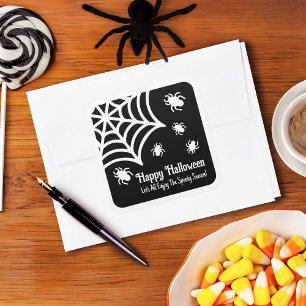 Pegatina Cuadrada Halloween de Spiderweb personalizado