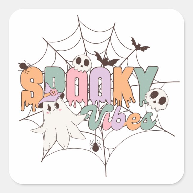Pegatina Cuadrada Halloween de Spooky Vibes (Anverso)