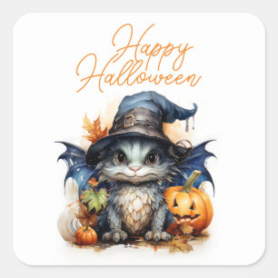 Pegatina Cuadrada Halloween del Dragón Infantil de Agua Presupuestar