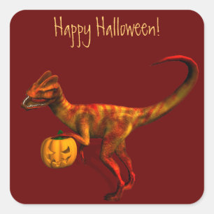 Pegatina Cuadrada Halloween Dilophosaurus