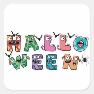Pegatina Cuadrada Halloween divertida
