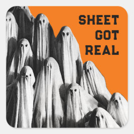 Pegatina Cuadrada Halloween divertida