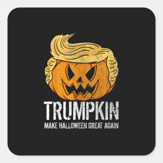 Pegatina Cuadrada Halloween es grande otra vez Donald Trumpkin Calab (Anverso)