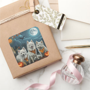 Pegatina Cuadrada Halloween Espeluznante Esquimal Americano