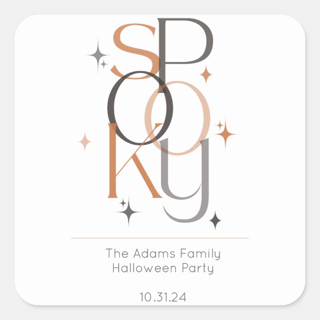 Pegatina Cuadrada Halloween estético modernista y retro fantasmal (Anverso)